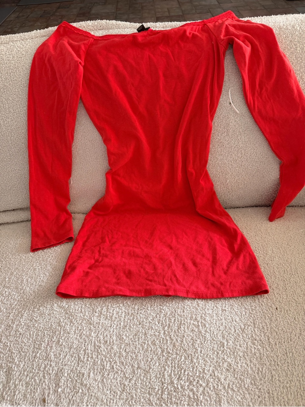wild fable Red Off-Shoulder Long Sleeve Chemise